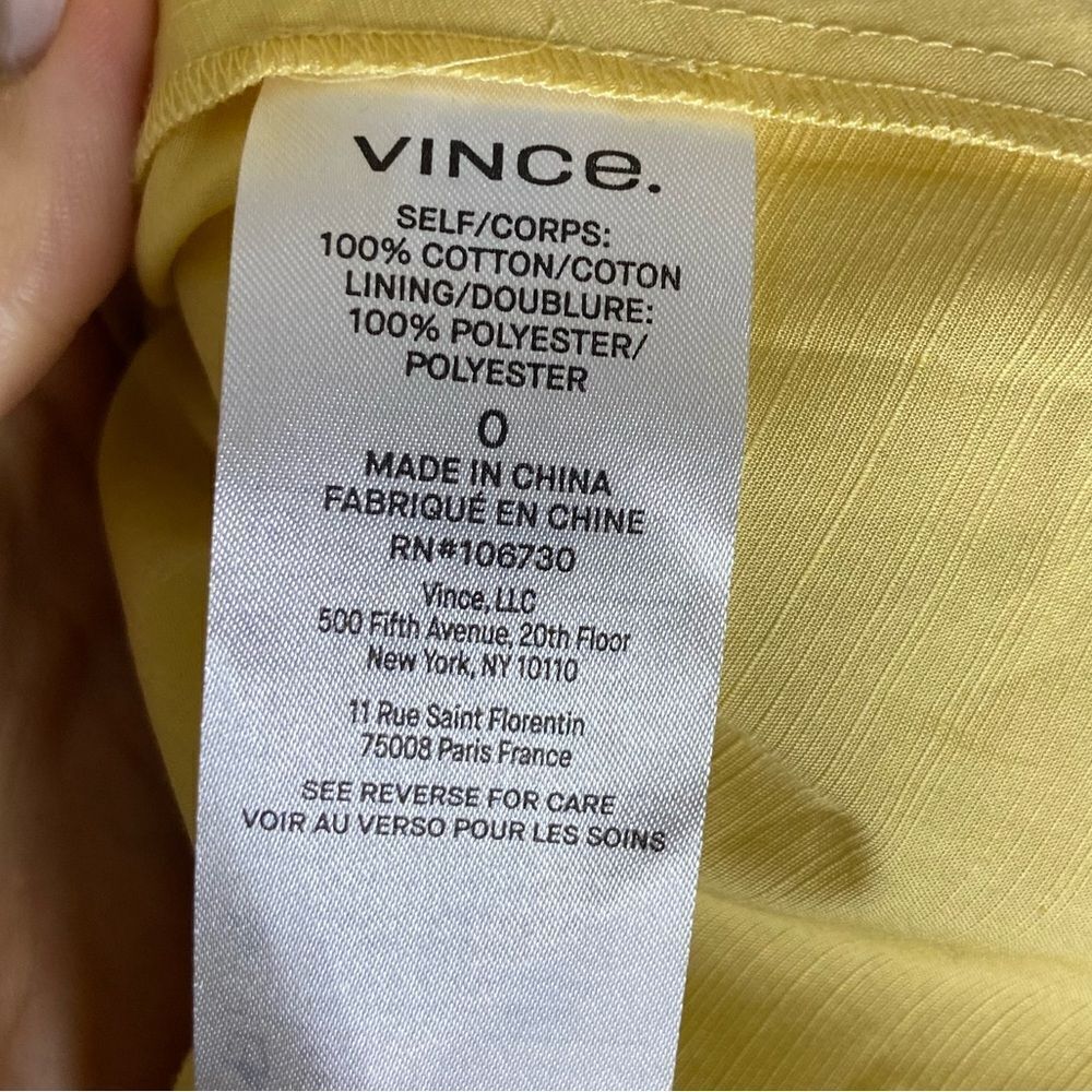 Vince Draped Midi Yellow Dress Cold-Shoulder Tiered Size 0 - Picture 13 of 16